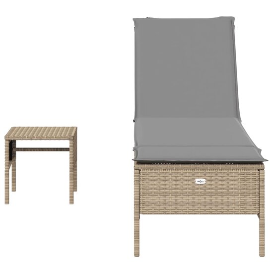 3-delige Ligbeddenset met kussens poly rattan beige 7