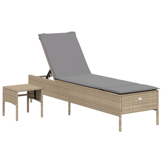 3-delige Ligbeddenset met kussens poly rattan beige 8