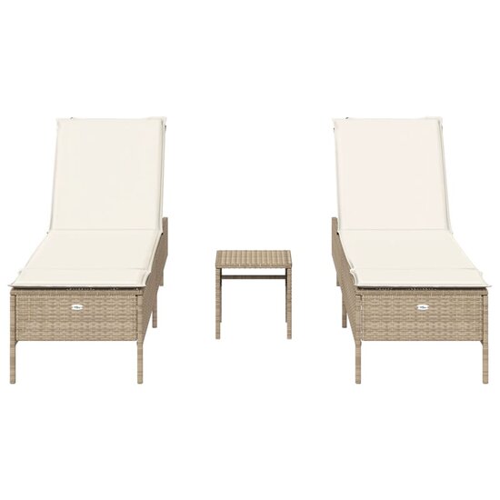 3-delige Ligbeddenset met kussens poly rattan beige 4