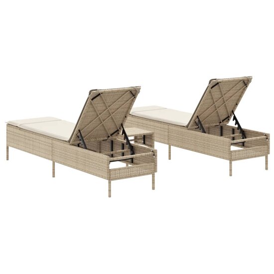 3-delige Ligbeddenset met kussens poly rattan beige 6