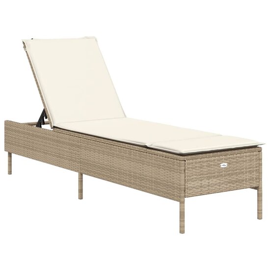 3-delige Ligbeddenset met kussens poly rattan beige 8