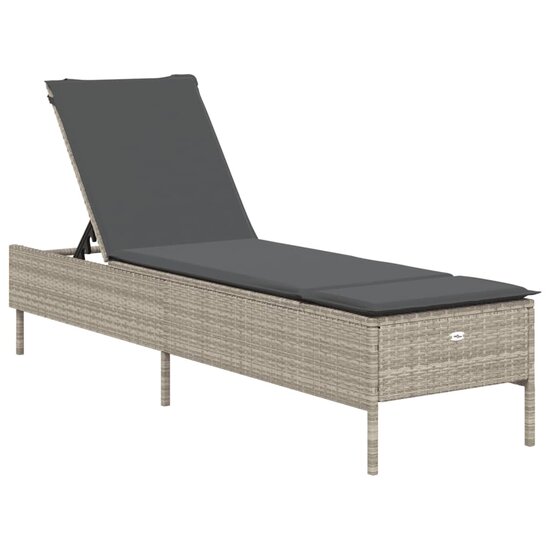 3-delige Ligbeddenset met kussens poly rattan lichtgrijs 8