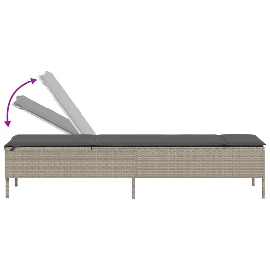 3-delige Ligbeddenset met kussens poly rattan lichtgrijs 9