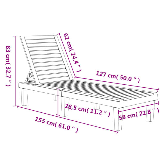 Ligbed 155x58x83 cm polypropeen zwart 9