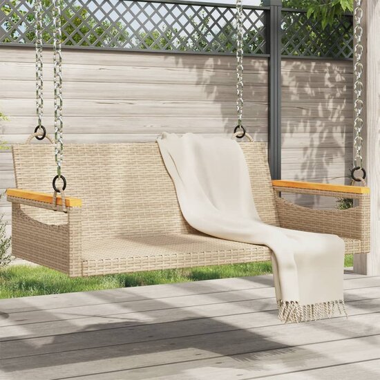 Schommelbank 109x62x40 cm poly rattan beige 1