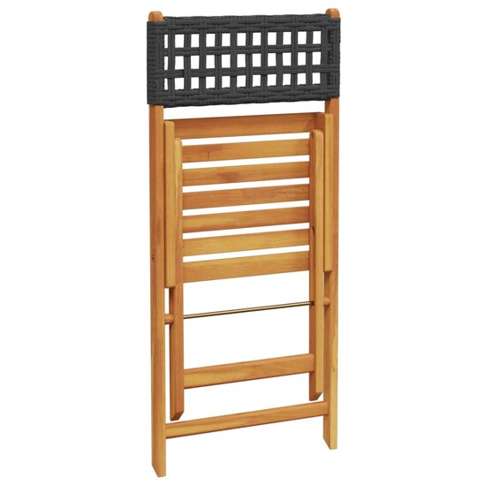 Bistrostoelen 2 st massief acaciahout en poly rattan zwart 8