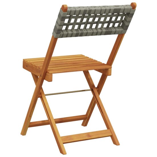 Bistrostoelen 2 st massief acaciahout en poly rattan grijs 7