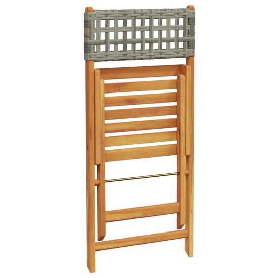 Bistrostoelen 2 st massief acaciahout en poly rattan grijs 8