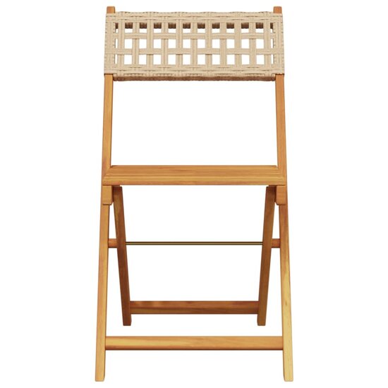 Bistrostoelen 2 st massief acaciahout en poly rattan beige 5