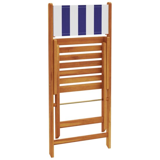 Bistrostoelen 2 st massief acaciahout en stof blauw en wit 8