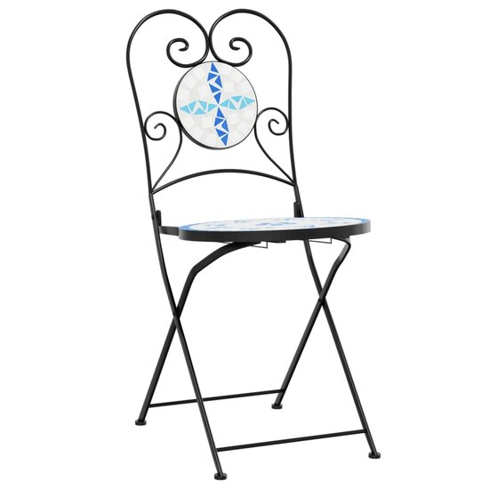 Bistrostoelen 2 st inklapbaar keramiek blauw en wit 5