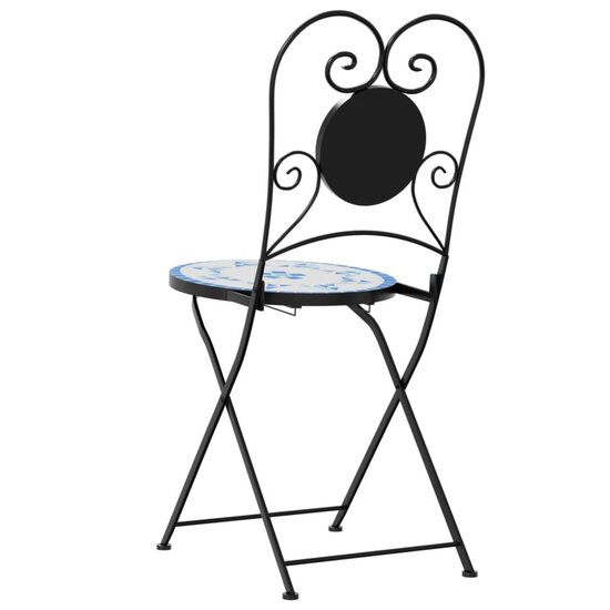 Bistrostoelen 2 st inklapbaar keramiek blauw en wit 7