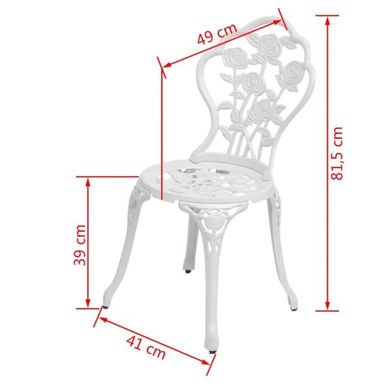 Bistrostoelen 2 st gietaluminium wit 5