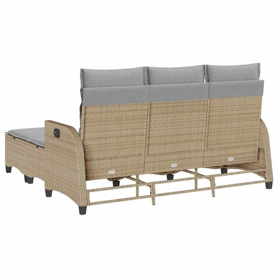 3-delige Tuinbankstel met kussens L-vormig beige poly rattan 6