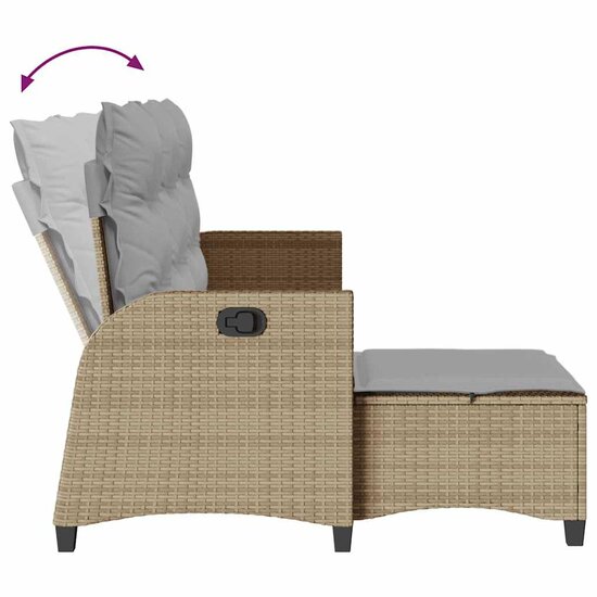 3-delige Tuinbankstel met kussens L-vormig beige poly rattan 7