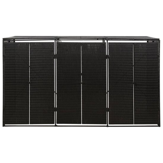 Containerberging driedubbel 207x80x117 cm poly rattan zwart 3