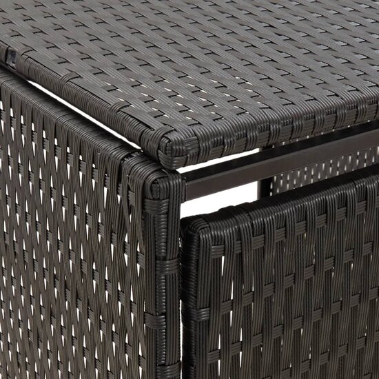 Containerberging driedubbel 207x80x117 cm poly rattan zwart 6