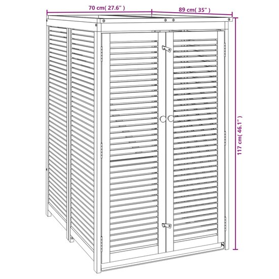 Afvalbakberging enkel 70x89x117 cm massief acaciahout 9