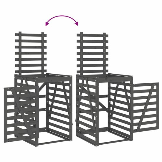 Containerberging 84x90x128,5 cm massief grenenhout grijs 9