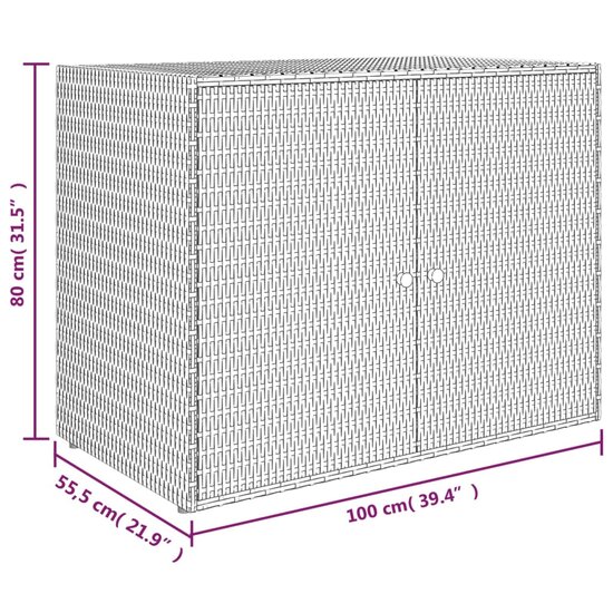 Tuinkast 100x55,5x80 cm poly rattan zwart 8