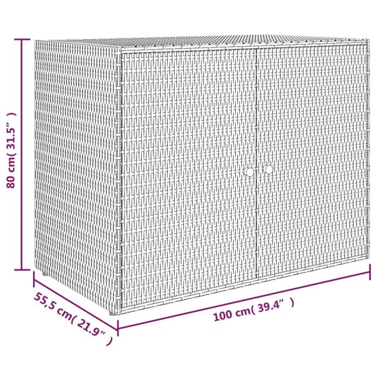 Tuinkast 100x55,5x80 cm poly rattan grijs 8