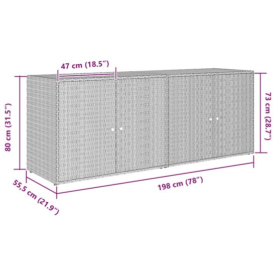 Tuinkast 198x55,5x80 cm poly rattan zwart 8