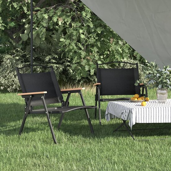 Campingstoelen 2 st 54x43x59 cm oxford stof zwart 1