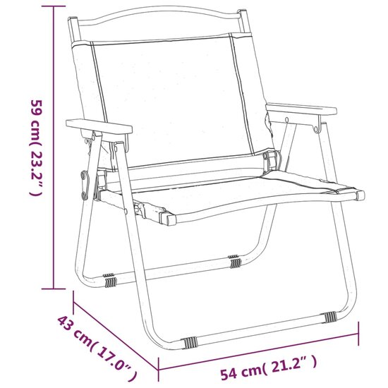 Campingstoelen 2 st 54x43x59 cm oxford stof zwart 8