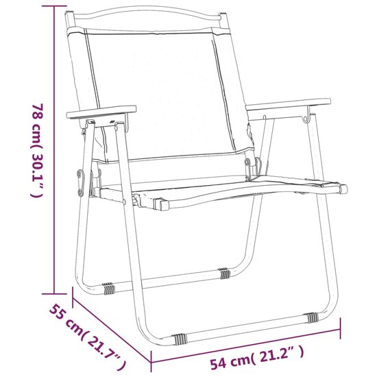 Campingstoelen 2 st 54x55x78 cm oxford stof zwart 8