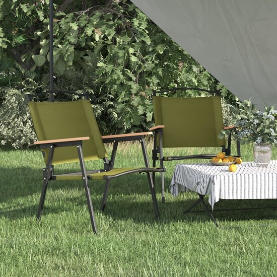 Campingstoelen 2 st 54x55x78 cm oxford stof groen 1