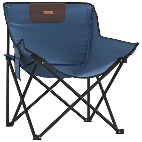 Campingstoelen 2 st met vakje inklapbaar blauw 4