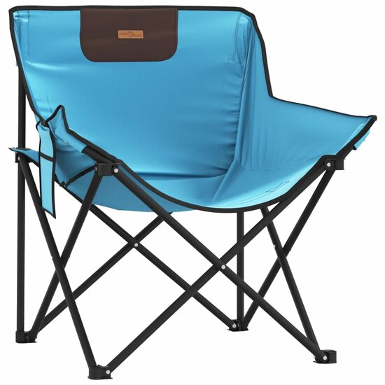 Campingstoelen 2 st met vakje inklapbaar felblauw 4