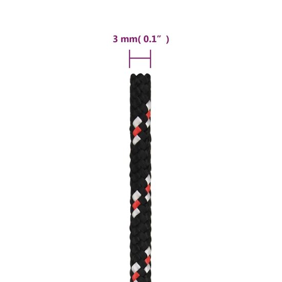 Boot touw 3 mm 25 m polypropyleen zwart 6