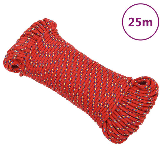 Boottouw 3 mm 25 m polypropyleen rood 1