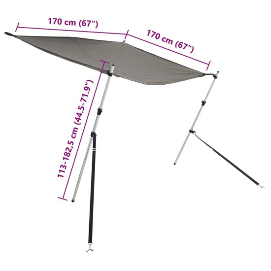 Schaduwdoekset T-top 170x170x(113-182,5) cm antracietgrijs 9