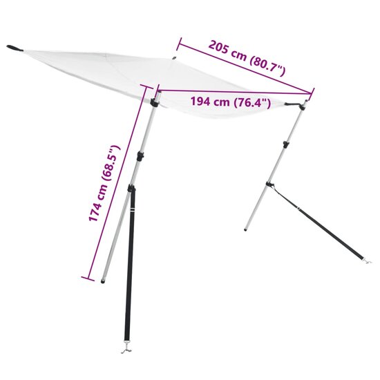 Schaduwdoekset T-top 174x205x(115-194) cm wit 9