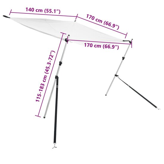 Schaduwdoek T-top 170x170x(115-183) cm wit 7