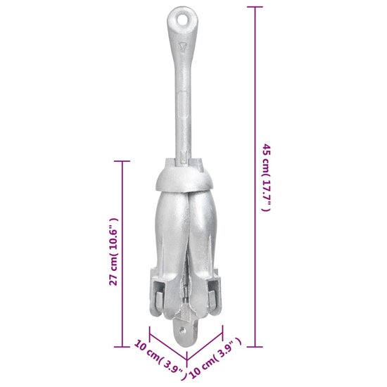 Anker inklapbaar 4 kg thermisch verzinkt gietijzer zilver 7