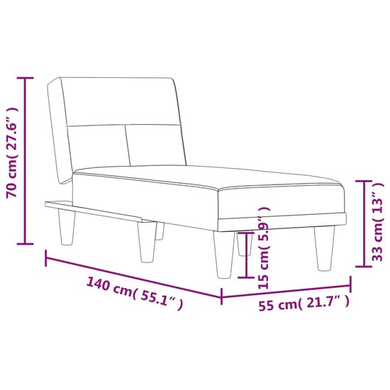 Chaise longue stof donkergrijs 9