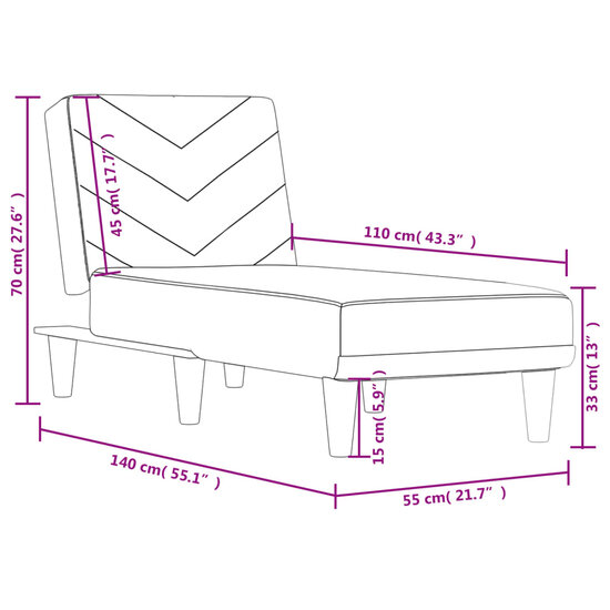 Chaise longue stof zwart 9