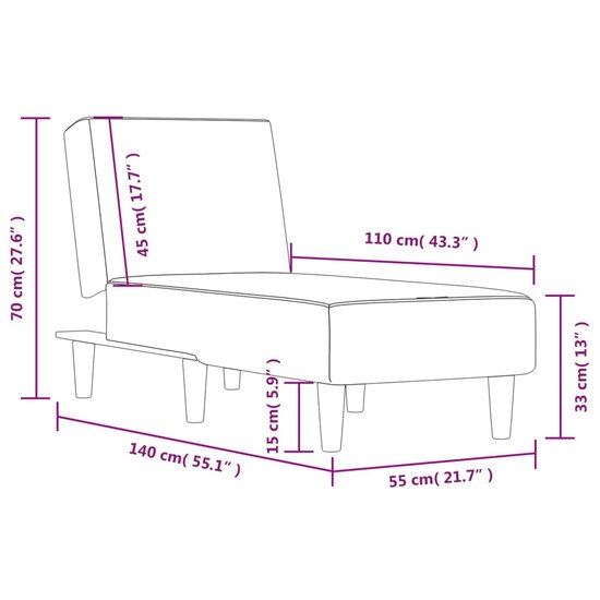 Chaise longue stof zwart 9