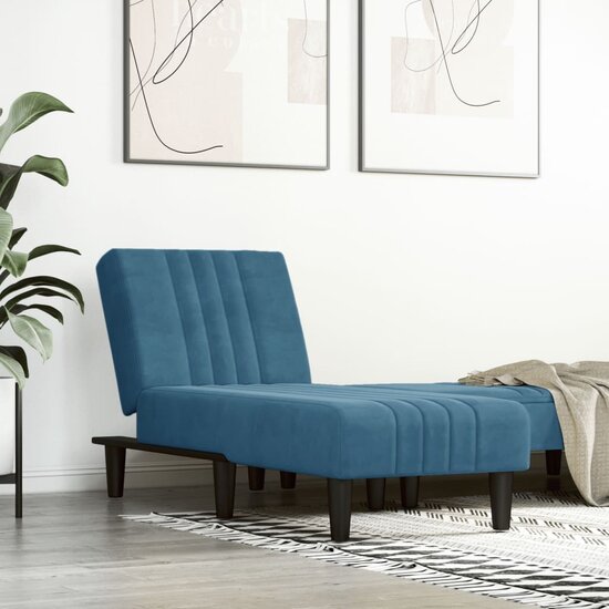 Chaise longue fluweel blauw 1