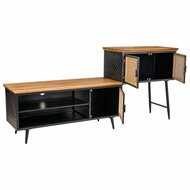 Dressoir Alexandra House Living Bruin Zwart Grijs Ijzer Rotan Sparrenhout 42 x 90 x 202 cm 4