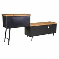 Dressoir Alexandra House Living Bruin Zwart Grijs Ijzer Rotan Sparrenhout 42 x 90 x 202 cm 5