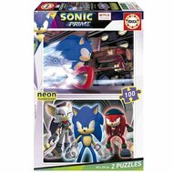 Set van 2 Puzzels Educa Neon Sonic 100 Onderdelen 1