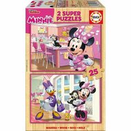 Set van 2 Puzzels   Minnie Mouse Me Time         25 Onderdelen 26 x 18 cm   2