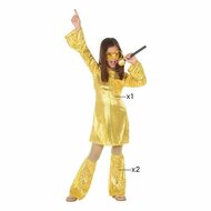 Kostuums voor Kinderen Disco Gouden (2 Onderdelen) (3 pcs) - Maat: 5-6 Jaar 6