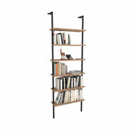 Boekenkast Alexandra House Living Zwart Ek Metaal Hout MDP 60 x 181 x 20 cm Trap industrial 6 Planken 1