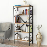 Boekenkast Alexandra House Living Zwart Ek Metaal Hout MDP 66 x 160 x 34 cm 5 Planken industrial 4