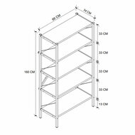 Boekenkast Alexandra House Living Zwart Ek Metaal Hout MDP 66 x 160 x 34 cm 5 Planken industrial 5